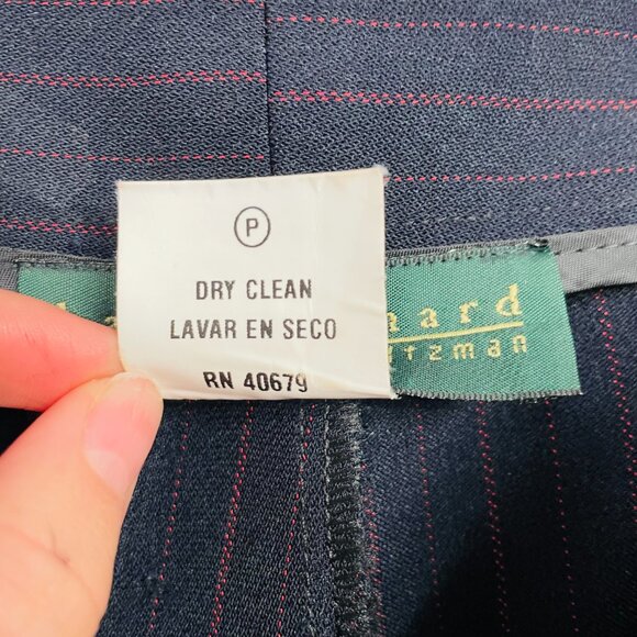 Harvé Benard by Bernard Holtzman Women's Navy and Red Pinstripe Pants Size 8 - Picture 6 of 10